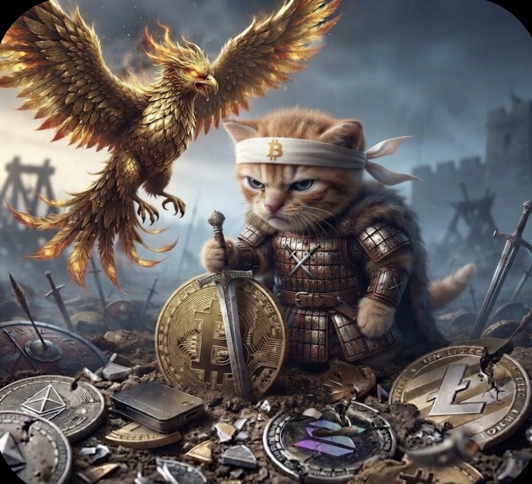 Buy The Cat meme — war eagle soaring over the coins