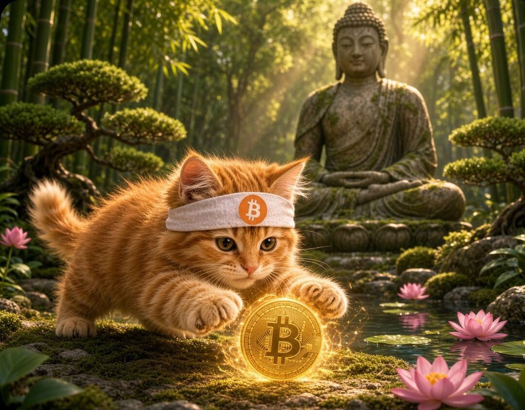 Buy The Cat meme — zen buddha cat in the forest